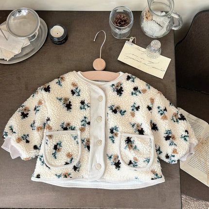 Children Winter Autumn Clothing Soft Coat For Newborn Baby Girls Thicken O-neck Pocket Buttons Plush Jackets Warm Outwears