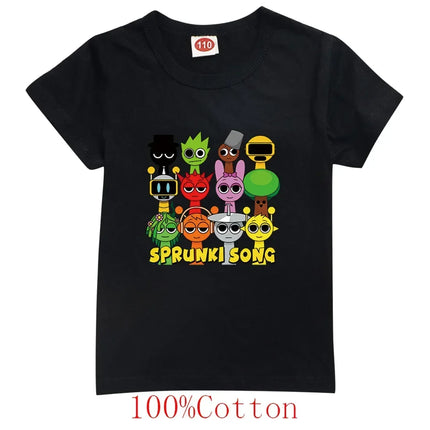 Summer Children's T-shirt Sprunki Game Incrediblebox Print Cartoon Short Sleeve Casual Fashion Boy Girl Baby Tee Top Kid Clothes