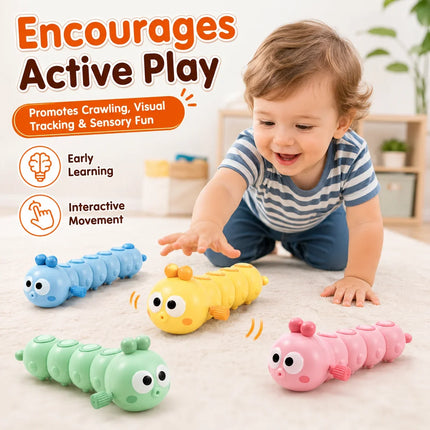 Wind Up Caterpillar Crawling Toy for Babies Toddlers, Cute Clockwork Walking Animal Sensory Gift for Kids Boys Girls Toy Gifts