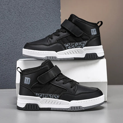 Classic Fashion Children Shoes Boys Leather Sneaker High Top Skater Basketball Shoes Luxury Sports Sneaker for Boy