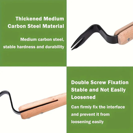 1 Handheld Weeding Tool - Durable Metal Fork with Wooden Handle for Easy Removal of Dandelions and Weeds, Weeding Trimmer