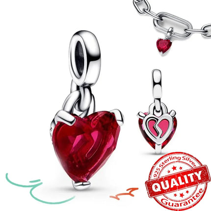 Romantic 925 Sterling Silver Purple Green Pink Chakra Heart Mini Dangle Charm Fit Pandora Me Bracelet DIY Women Jewelry