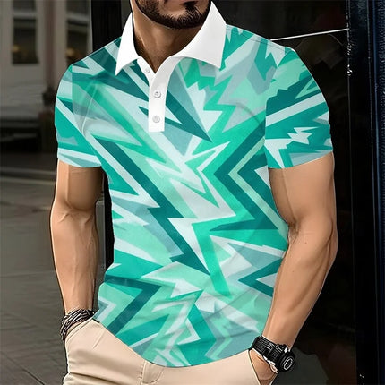 Men's Polo Shirt 3D Printed Color Visual Illusion Pattern Polo Shirt Summer Fashion Clothing Collar Short Sleeve Top
