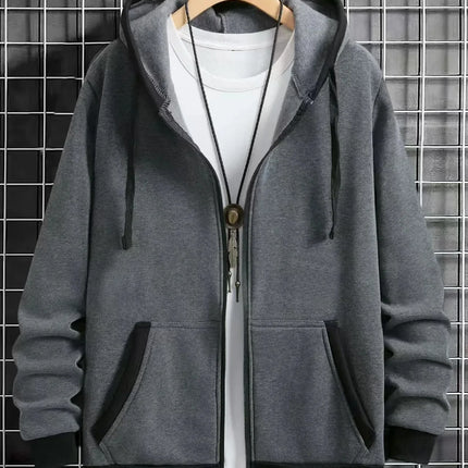 Spring and Autumn Men's Zipper Jacket Warm Windproof Hoodies Thickened Cardigan Sports Long Sleeve Sweatshirts Hooded Coat