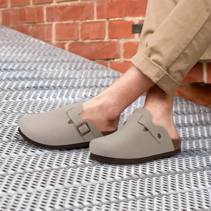 Kidmi Summer Clogs for Women Men Suede Clogs Adjustable Buckle Slip-on Cork Footbed Mules Clogs Antislip Sole Slippers Unisex