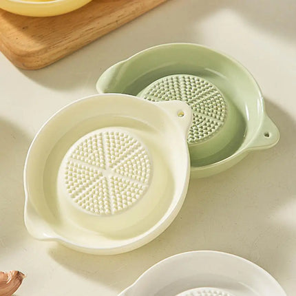 White Simple Style Ceramic Ginger Grater Tool Hand Grinder Garlic Masher Portable Porcelain Carrot Ginger Grinding Kitchen Tool