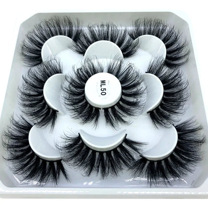 AMSDCN New 5-Pair 8-25mm Natural 3D Mink Eyelash Extension Eyelash Maquiagem