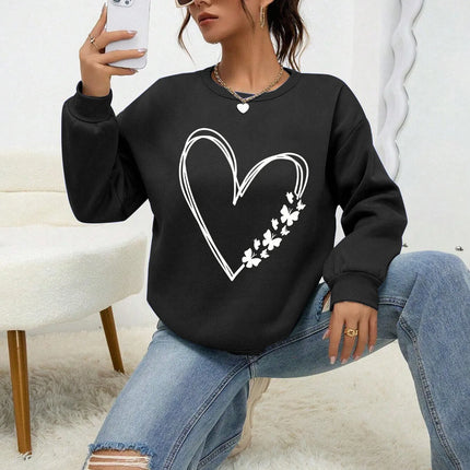 The Great Love At The Edge of Butterflies Design Print Sweatshirt Women Fleece Crewneck Autumn Pullover Soft Sportswear Clothing