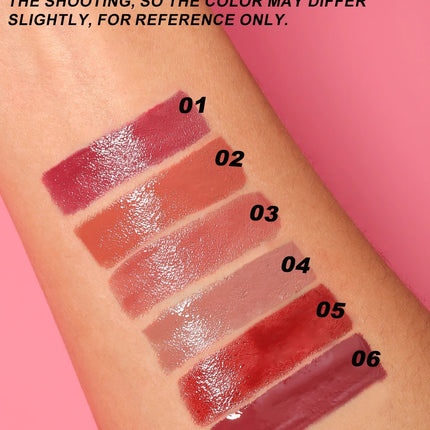 YOUNG VISION  6 color Liquid Water Brightening Lip Color Plush Brush Head Squeezing Lip Color Moisturizing  Lip Glaze