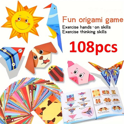 108 Pieces Creative Origami Set-Suitable for DIY Crafts and Educational Activities,For Children Kids Boys Girls,Creative Shapes