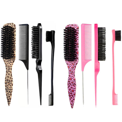 1/3/4PCS Leopard Tail Comb - for moothing Ponytail Bun/Hairs/beard - Anti Static and Heat Resistant Teasing Comb for Hair Types