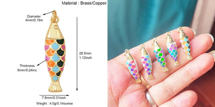 Enamel Fish Bone Squid Marine Sea Dalphin Charm Pendant,18K Real Gold Silver Plated Zircon Jewelry Finding Supplies S87 S75