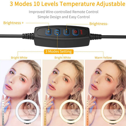LED Selfie Ring Lighting Photographic Selfie Ring Lamp Phone Remote Fill Light With Tripod Stand Holder For Video Live Recording