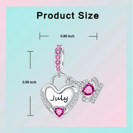 925 Sterling Silver January-December Birthday Stone Love Zircon Pendant Bead Fit Charms Necklace Bracelet Women Jewelry DIY Gift