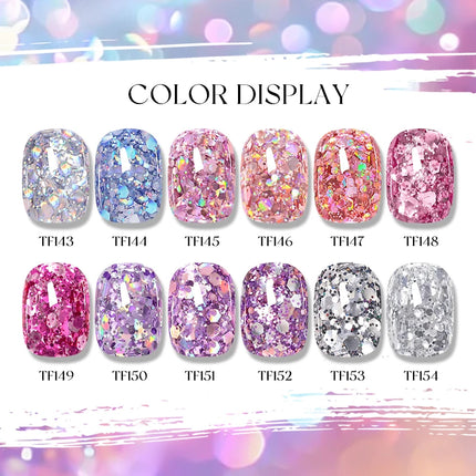 8ml Glitter Sequins Gel Nail Polish Nude Pink Silver Laser Glitter Semi Permanent Soak Off UV Gel Varnish Manicure Nail Supplies