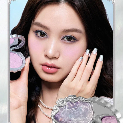 Flower Knows Shells Jewel Collection Embossed Silk Satin Blusher Expands Shrink Cheek Vintage Pearl Makeup