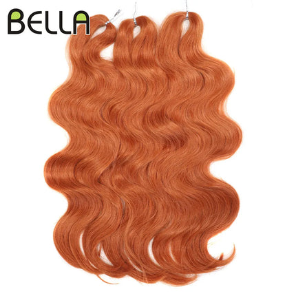 BELLA 24 inch Body Wave Crochet Hair 3PCS Synthetic Hair Braids Fake Hair Ombre Blonde Brown Natural Braiding Hair Extensions