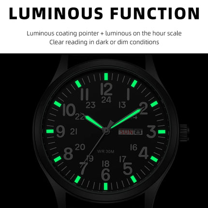 2024 TPW Field Watch Easy-Read Fabric Strap 24-Hour Display Quartz Movement