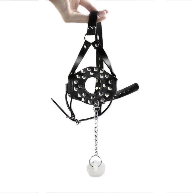 Faux Leather Head Harness Straps Open Mouth Gag Plug Cover BDSM Restraint Oral Fixation SM Roleplay Adult Sex Toys Women Couples