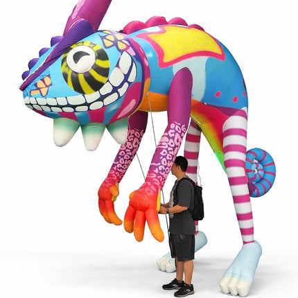 LED 3m Giant Inflatable Seahorse/Mosquito/Parrot/Chameleon Puppet Carnival Parade Walking Creative Performance Props Advertising