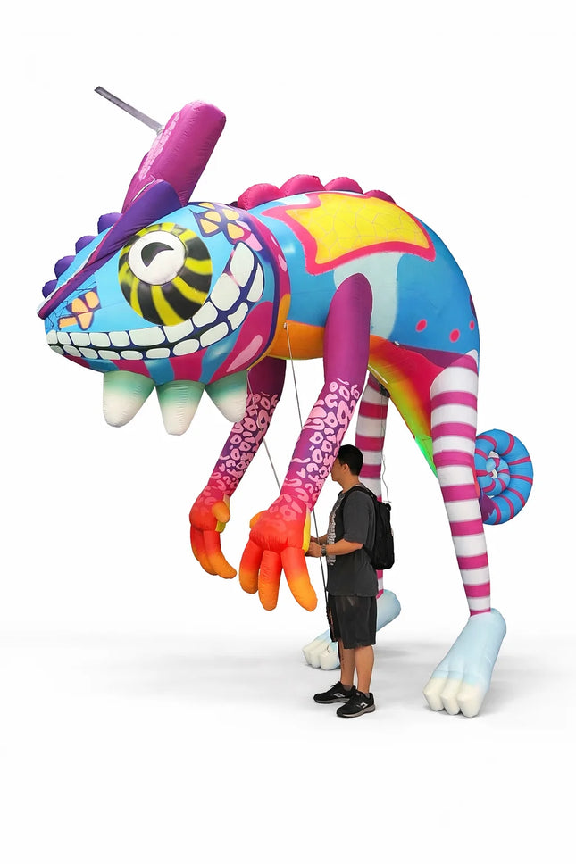 LED 3m Giant Inflatable Seahorse/Mosquito/Parrot/Chameleon Puppet Carnival Parade Walking Creative Performance Props Advertising