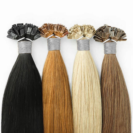 Ugeat Flat Tip Hair Extensions Human Hair Fushion Remy Hair 18-30" 50 Strands/Pack Natural Straight Keratin Hair Extensions