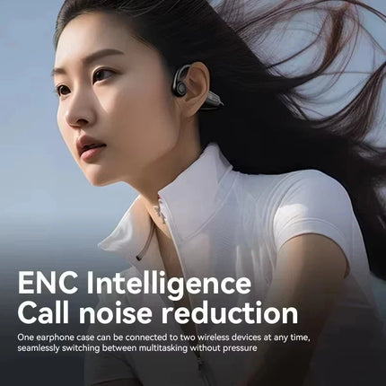 Earphone Bone Conduction Wireless Sports Waterproof Neck With Mic High Power Smooth Sound Conduction Long Battery Life