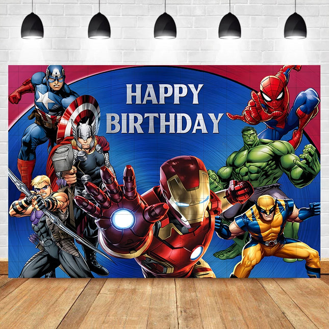 Marvel Superhero Backdrops Custom Banner Avengers Theme Party Kids Birthday Photography Poster Studio Wall Decoration Background