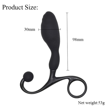 Silicone Prostate Massager for Men, P-Spot Stimulator with Perineum Arm, Ergonomic Anal Plug Trainer for Adult Pleasure