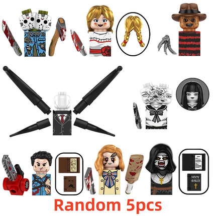 Blind Box Building Blocks TP1011 Halloween Horror Jason Sally Leather Face Jack Character Figures Bricks Game Toys Festival Gift