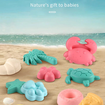 Beach Toy Sand Mold Sand Printing Seaside Sand Digging Tool Accessories Wheat Straw Donut Engineering Vehicle 12-Piece Combinati