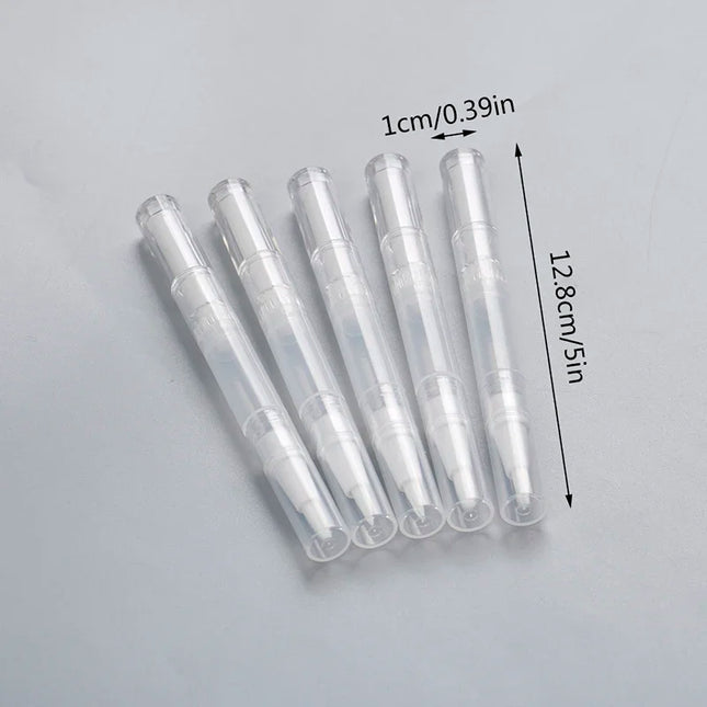 5Pcs Transparent Twist Nail Twist Pens Empty Transparent Nail Oil Pen With Brush Cosmetic Container Pen Lip Gloss Tubes