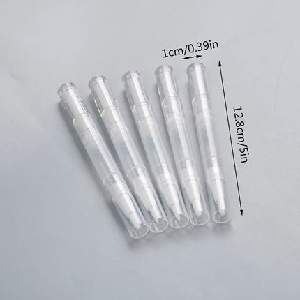5Pcs Transparent Twist Nail Twist Pens Empty Transparent Nail Oil Pen With Brush Cosmetic Container Pen Lip Gloss Tubes