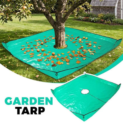 100x100cm Waterproof PE Garden Leaf Collecting Mat Foldable Tree Debris Tarp With 4 Corner Buckles Reusable For Fruit Picking