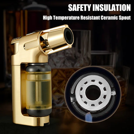 JOBON Inflatable Blue Flame Lighter Transparent Visual Large Capacity Gas Compartment Fixed Flame Lock Design Windproof