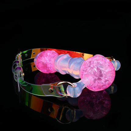 LEZEE Multi-color Open Mouth Gag Breathable Ball Gags Colorful Environmental Protection Belt Crystal Oral Ball For Role-playing
