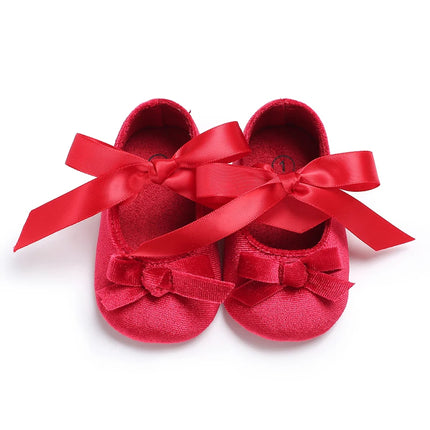 Red Fluffy Comfortable Princess Shoes 0-12 Months Baby Girl Indoor Walking Party Christmas Single Shoes