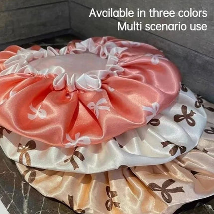 1pc Double Layer Shower Caps, Elastic Shower Caps, Waterproof Bath Caps Reusable Shower Caps Hair Hat For Women Ladies Spa Salon