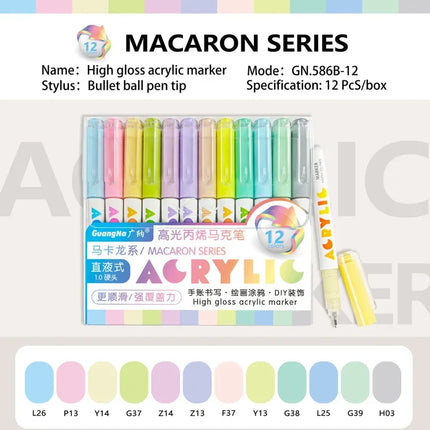 Guangna 168/72 Colors High Gloss Acrylic Marker Pen Set,Hard Headed Drawing Pens,Professional-Grade Paint Pen for DIY Graffiti