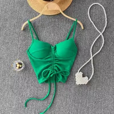 Strapless Western Style Skinny Tanks Camis for Women Summer Casual Solid Colours Female Corset Crop Tube Tops with Built In Bras
