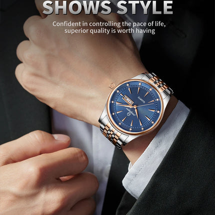 PAAZOMU Luxury Watch for Men Elegant Date Week Waterproof Luminous Men's Quartz Stainless Steel Sports Watch reloj