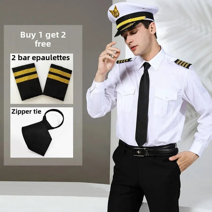 Air Force Pilot Uniform Men's Shirt Flying Clothes Nightclub Aviation Clothes Engineer Military Uniform Square Collar Other Mate