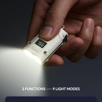 YEMAO M12 Pocket Flashlight 300 Lumens USB-C Charging Aluminum EDC Keychain Light With Power Display