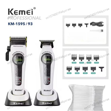 Kemei KM1593/1595 Is Equipped with An External Brushless Hair Clipper for Men's Professional Hair Clippers That Are Rechargeable