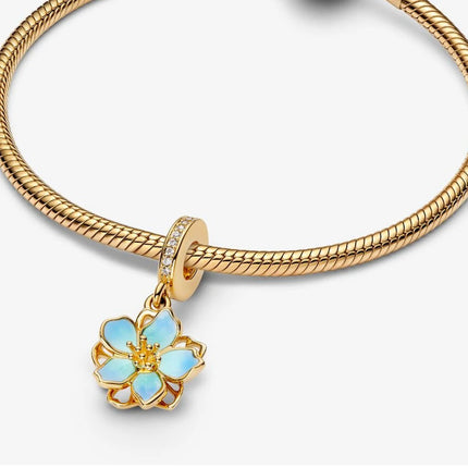 Classics 925 Sterling Silver Purple Gold Flower & Spiral Heart & Bachelor's Hat Dangle Charm Fit Brand Bracelet Thanksgiving Gift