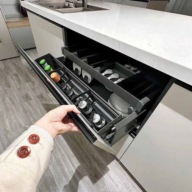 Pull Out Kitchen Cabinet Organizer Metal Large Capacity Kitchen Cupboard Organizer with Slide Rail Home Kitchens Accessories