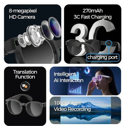 Lenovo AI Smart Glasses 4K 8MP Translation Camera Shooting Image Bluetooth Call Recording Music Smart Sunglasses 2026 New