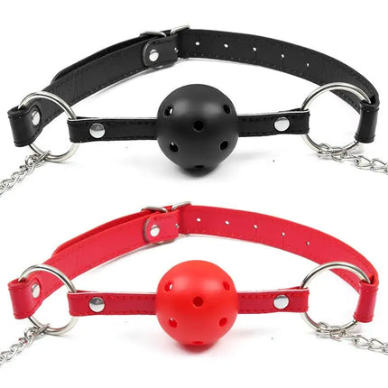 1Pc Erotic Toy PU Leather Mouth Gag Ball Oral Sex With Chain Clip Breast Nipple Clamps Bondage Harness Sex Toys Adult Games