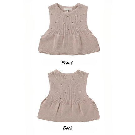 2025 Autumn Winter New Girls Fungus Edge High Neck Vest  Pure Cotton Soft Knitted Vest Warm Soft and Comfortable Baby Clothing