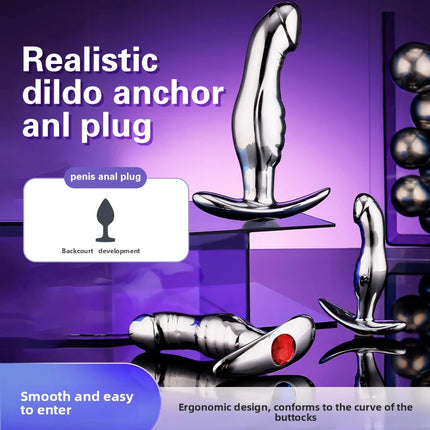 1Pcs, Metal Realistic Dildo Anchor Anl Plug, Three Sizes, Gem Base Anal Plug, G-Spot Massage, Sexual Health, Adult Sex, Sex Toys